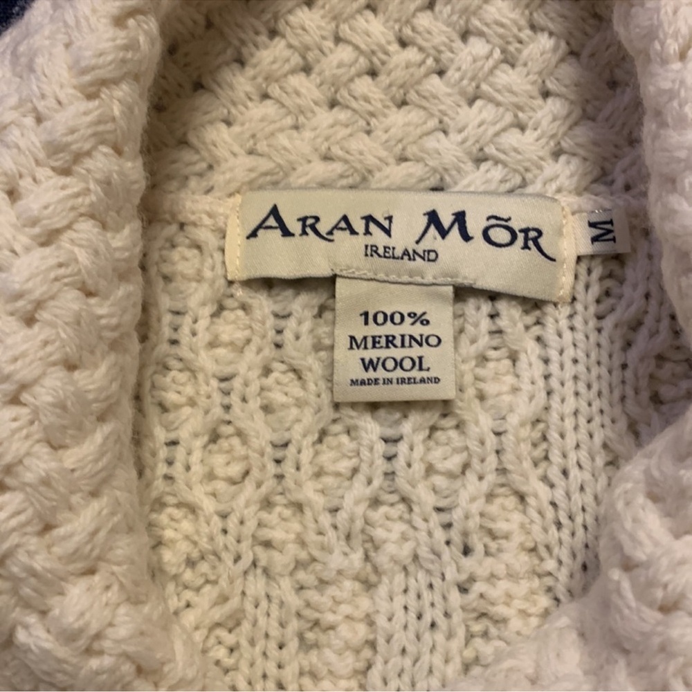 Nwot! Aran Mor Patchwork One Button Wool Cardigan - image 3